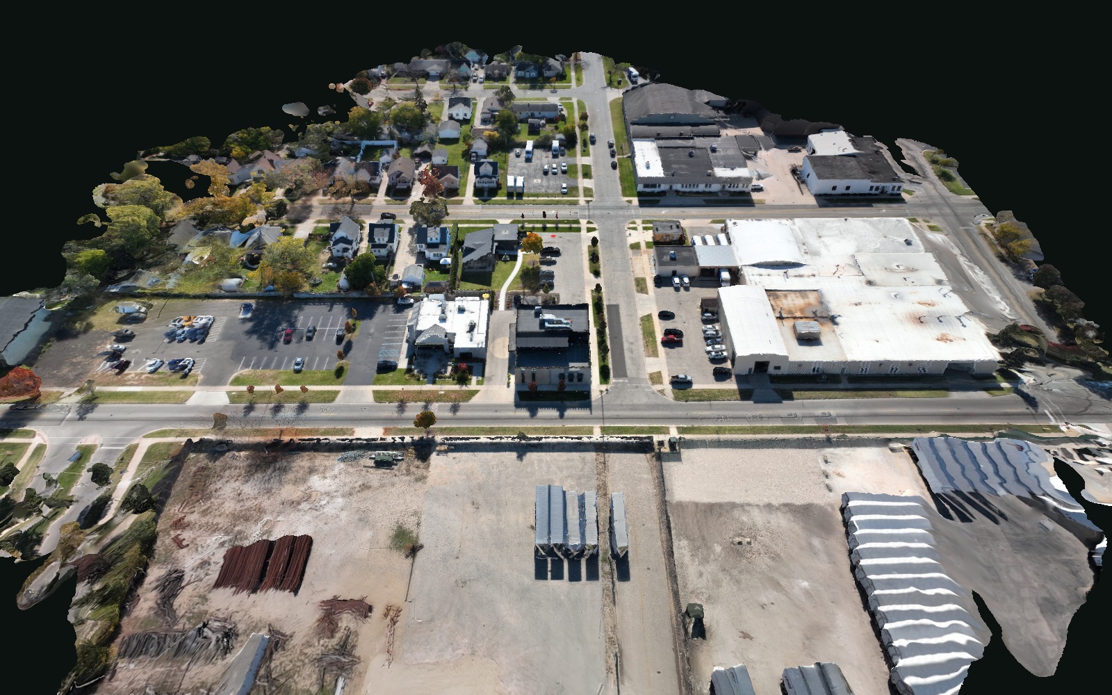 Angled view of WEMAD’s textured 3D model of Port 393 and the surrounding Holland neighborhood
